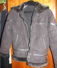 Дубленка Куртка детская черная на меху для мальчика Размер 44