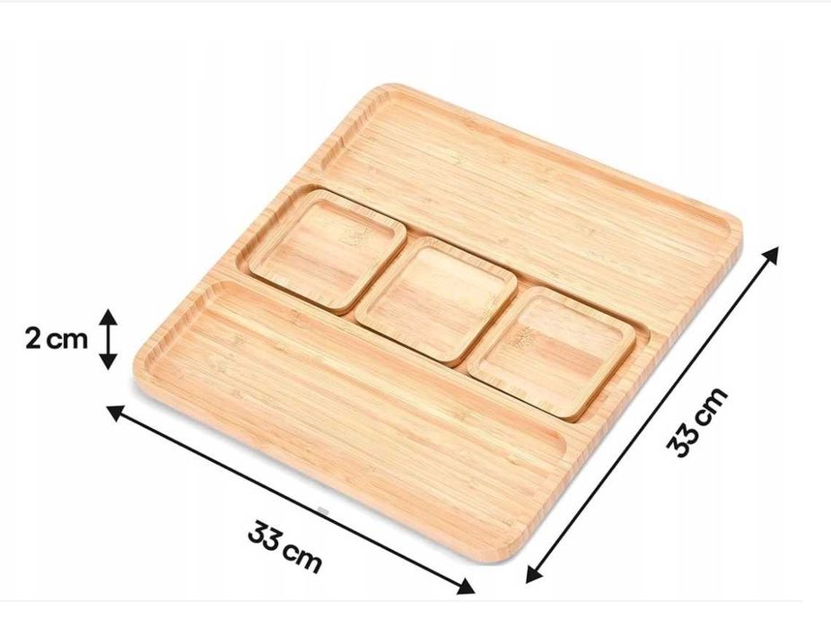 Deska Taca do serwowania serów przekąsek PATERA 33x33 cm DREWNIANA
