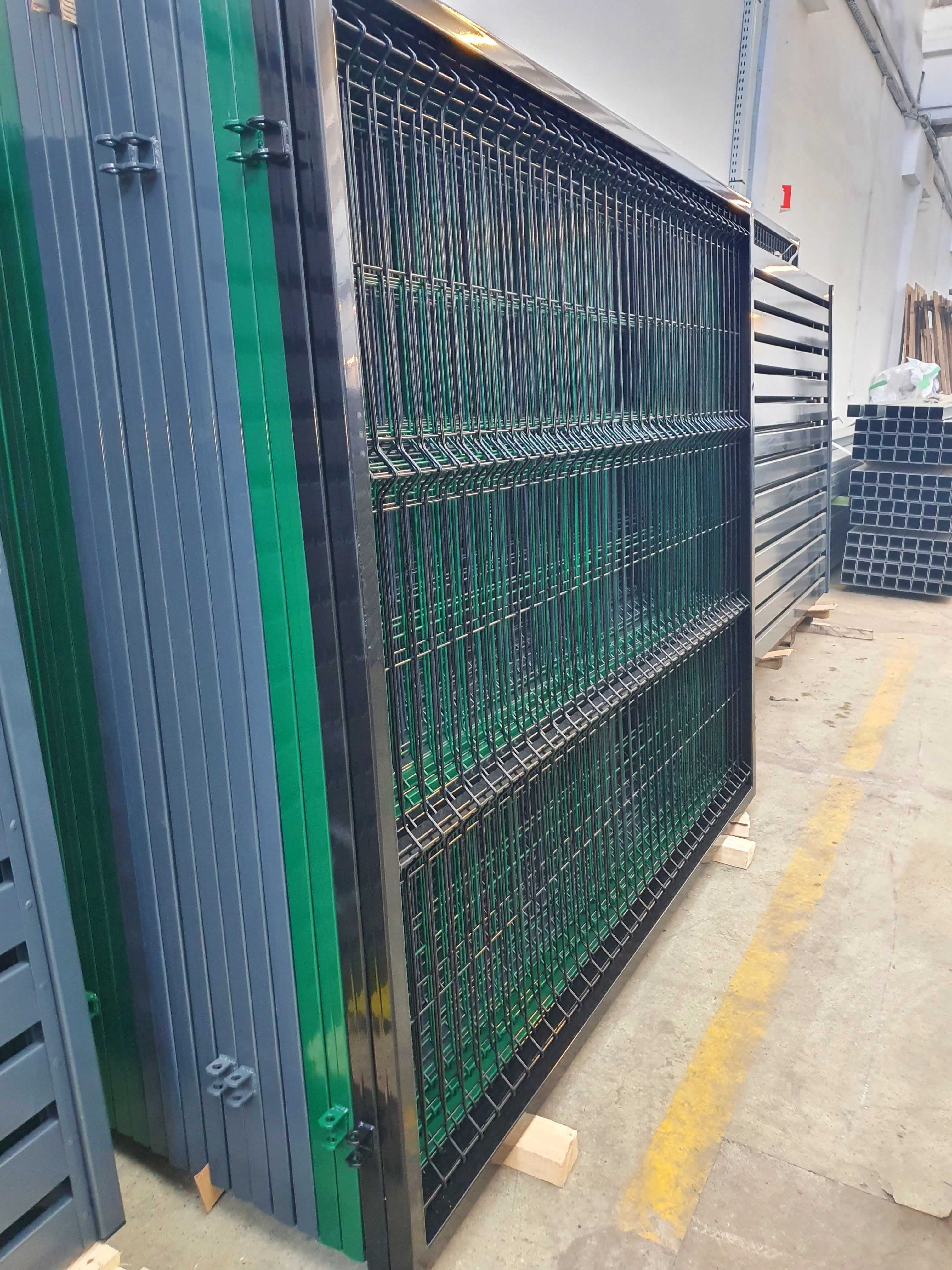 Brama dwuskrzydłowa 4000x1500 w komplecie. Grube słupy i panel 3D