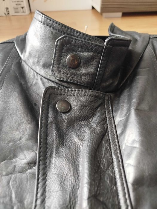 Czarna męska kurtka, płaszcz skórzana duży rozmiar