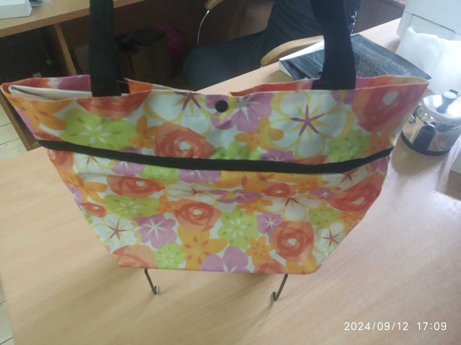 Сумка легка та складна для покупок з висувними подвійними колесами