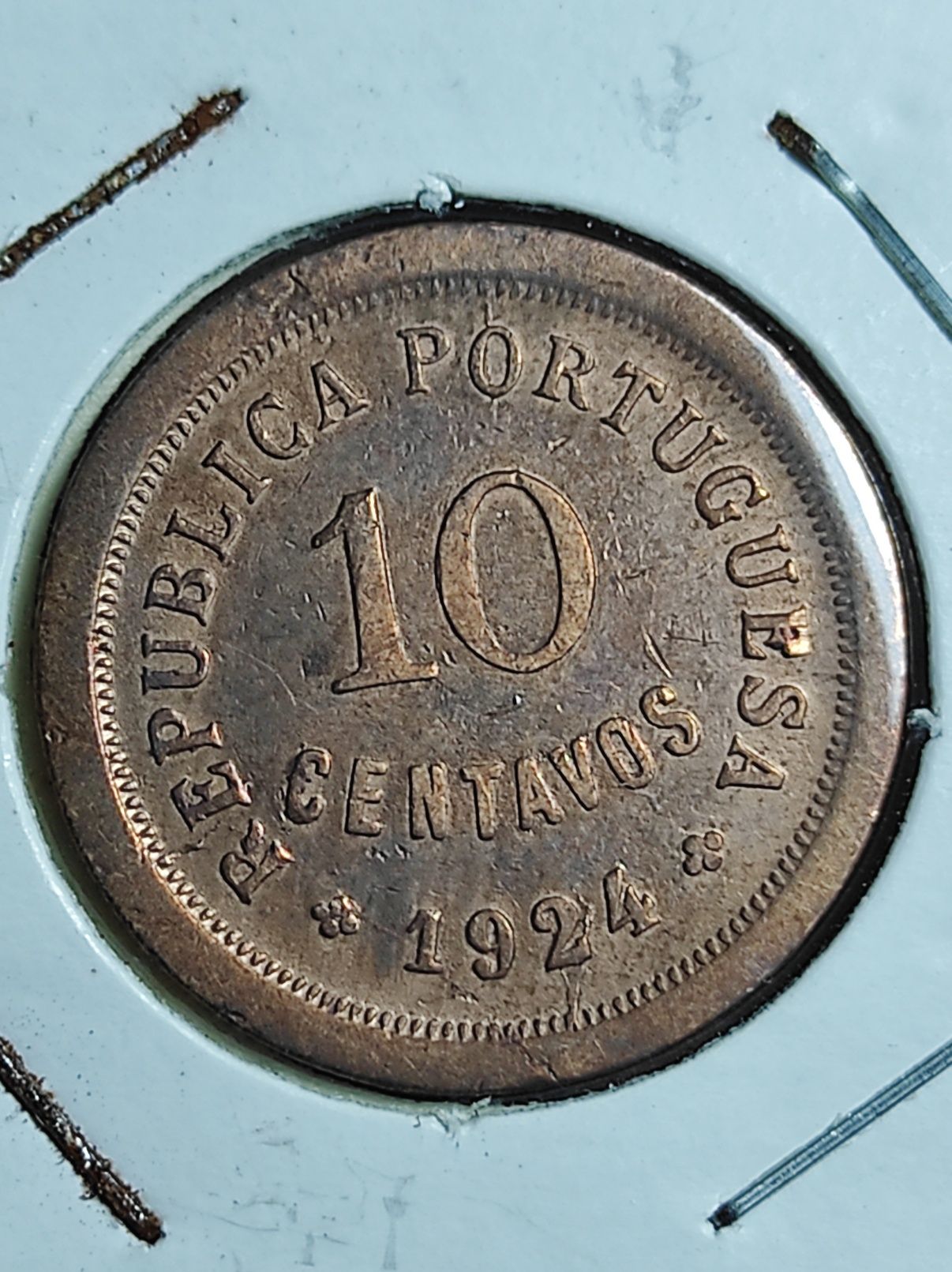 4 moedas de 10 centavos de 1924, 1925, 1926 e 1940.