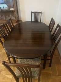 Stół brązowy; drewno; odbiór własny; krzesła