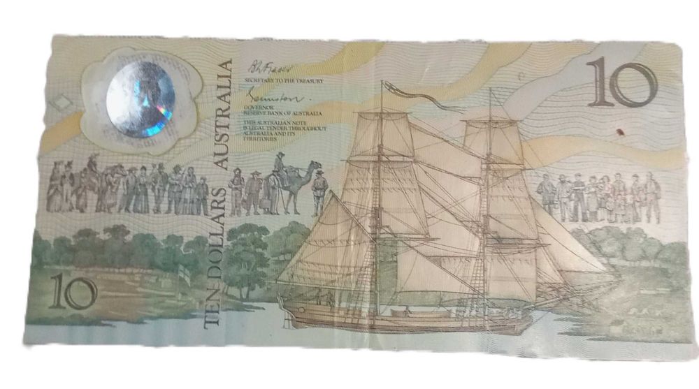 2 Notas Australianas de 5 e 10 Dólares