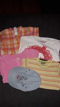 Bluzki dla dziewczynki (4 szt.) + czapka, roz. 122, Endo, H&M