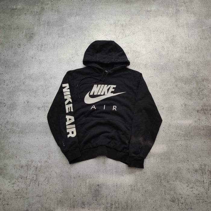 MĘSKA Bluza z Kapturem Bawełna Nike AIR Max Duże Logo Czarna Nadruk
