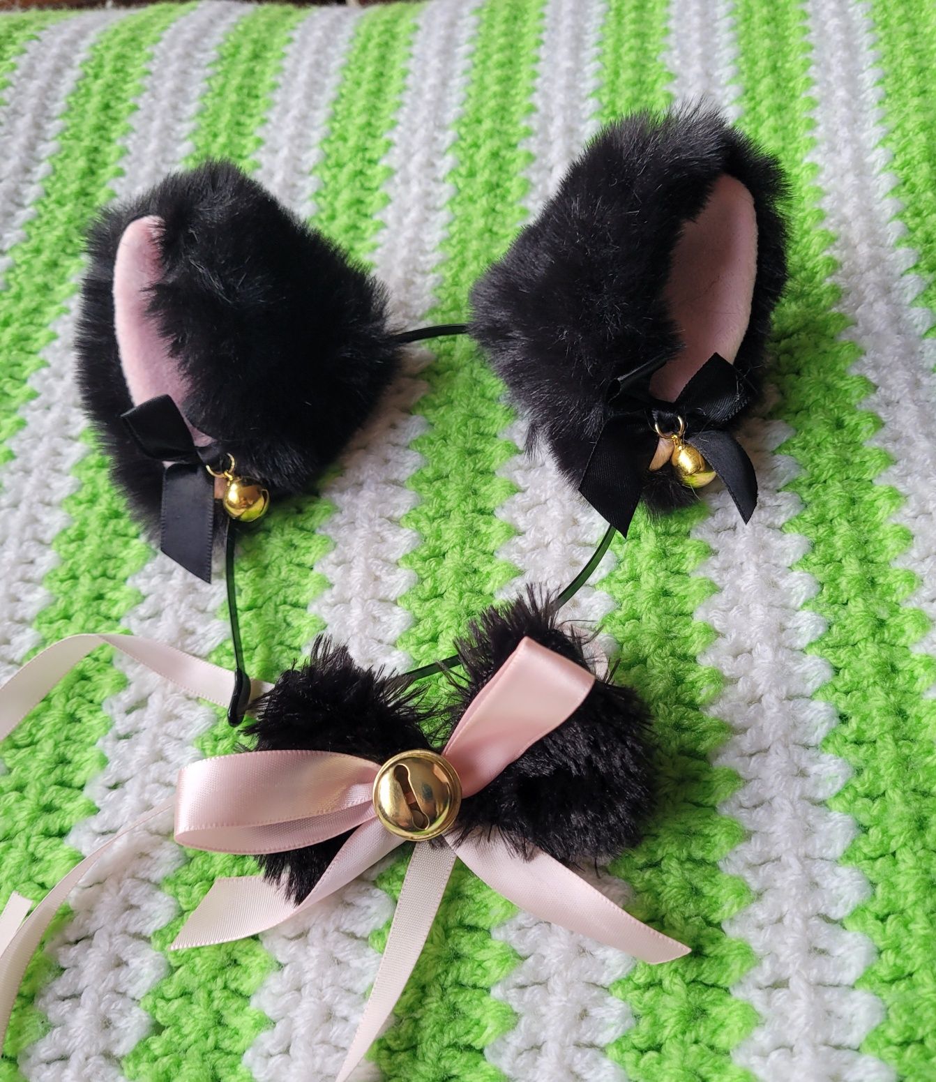 Opaska z uszami kota choker z kokardą