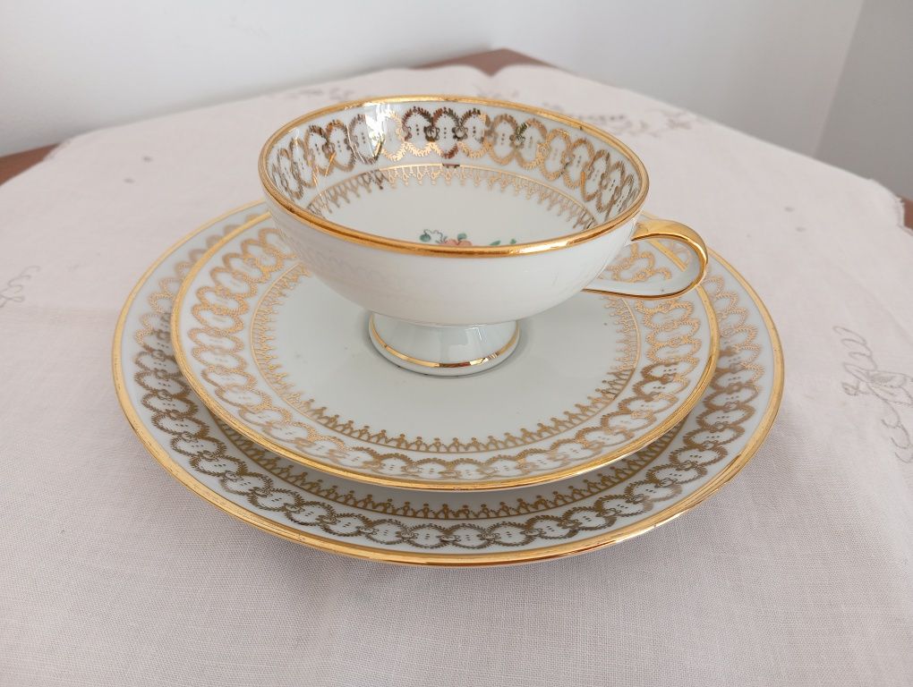 Trio de Chá porcelana antiga Alemanha Ocidental