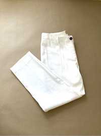 Białe lniane damskie spodnie rozmiar L 40