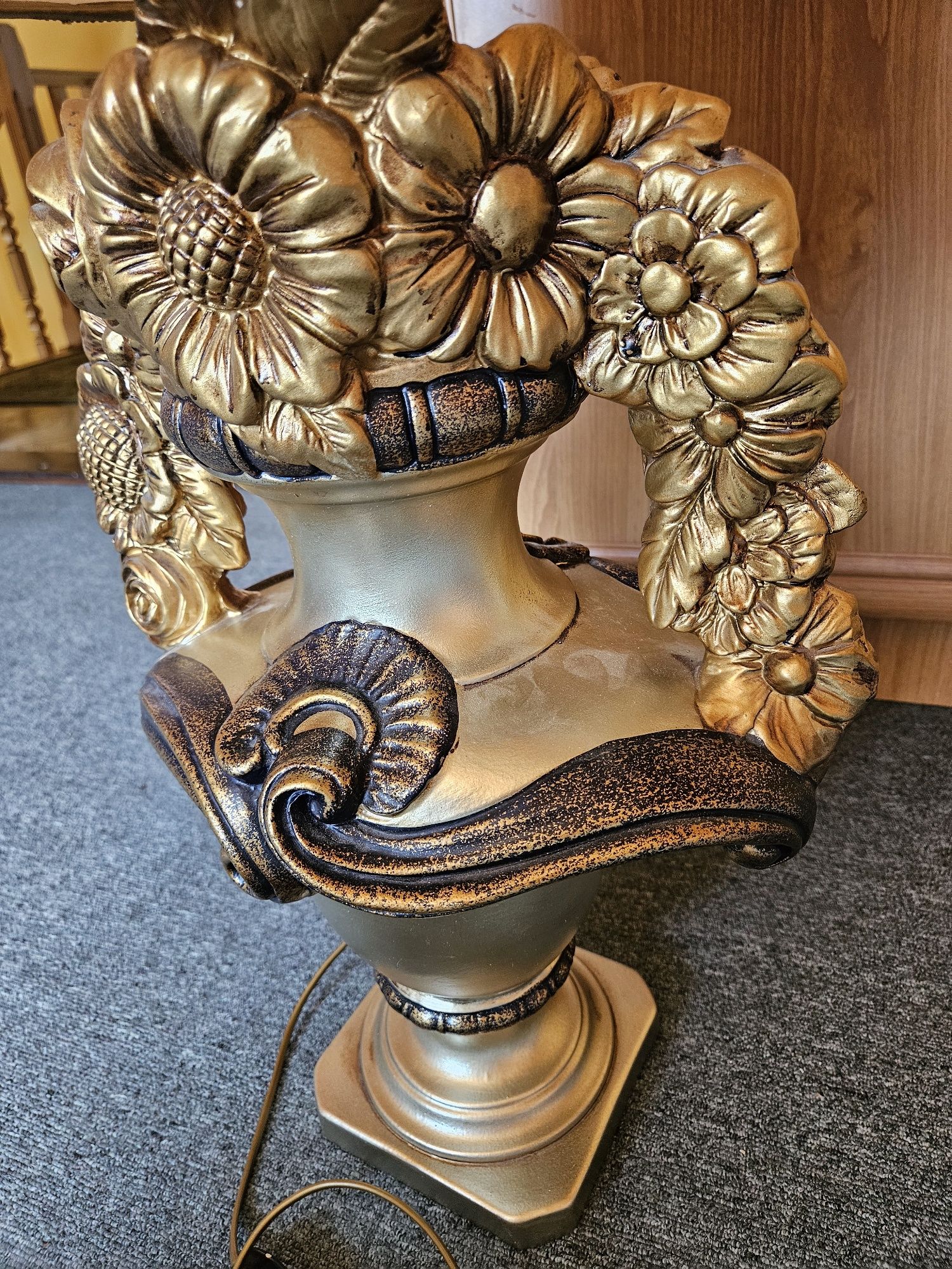 Lampa podłogowa stojąca, Vintage,  stojak gipsowy wysokosc Ok 90cm