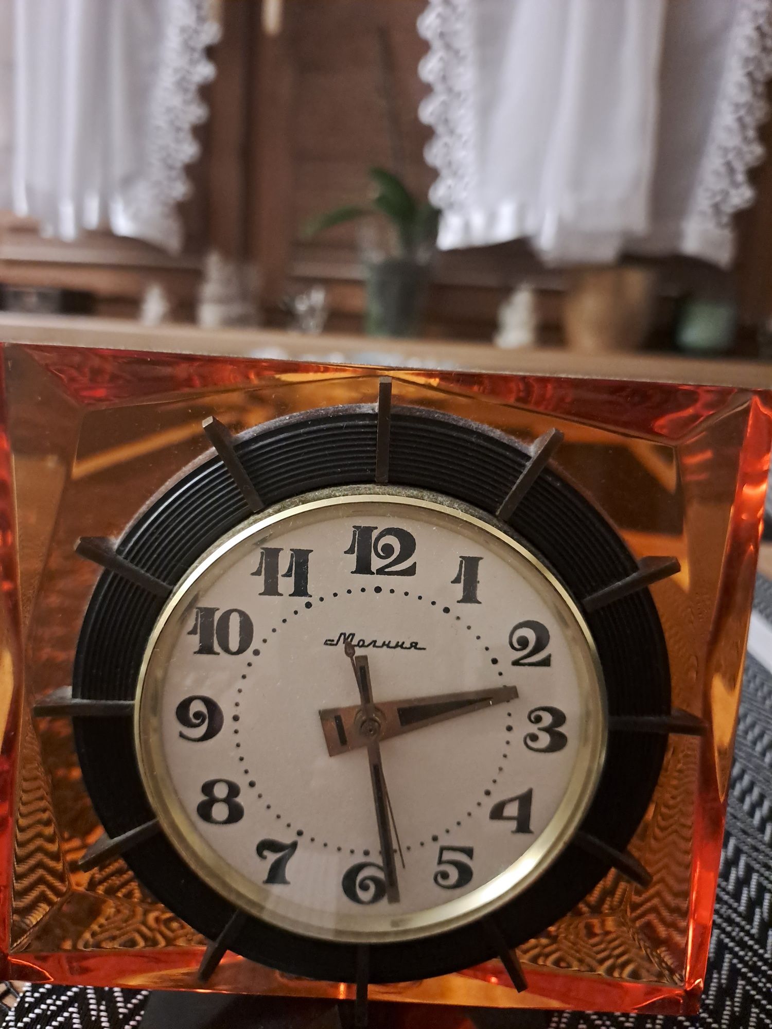 Zegar stojący z PRL Molina pomarańczowy