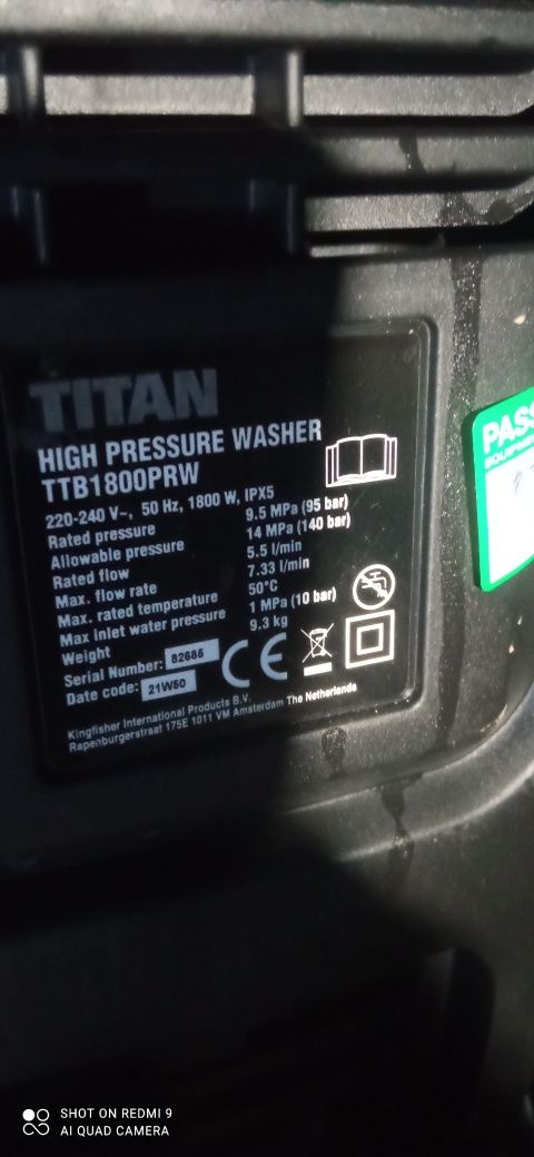 Myjka ciśnieniowa titan ttb1800prw