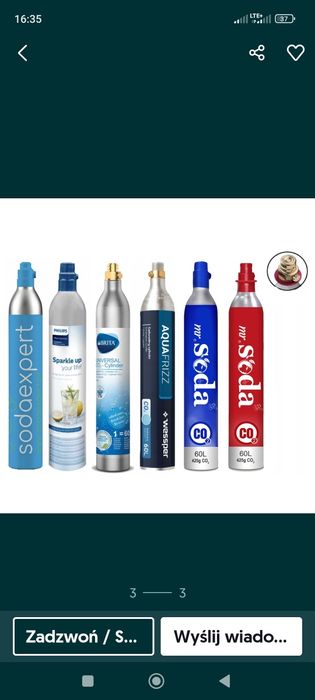 Niebieska Butla gwint nabój CO2 sodastream soda world Philips Britta