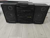 Wieża audio vintage YORX GRANDEUR – gramofon, radio, kasety, kolumny
