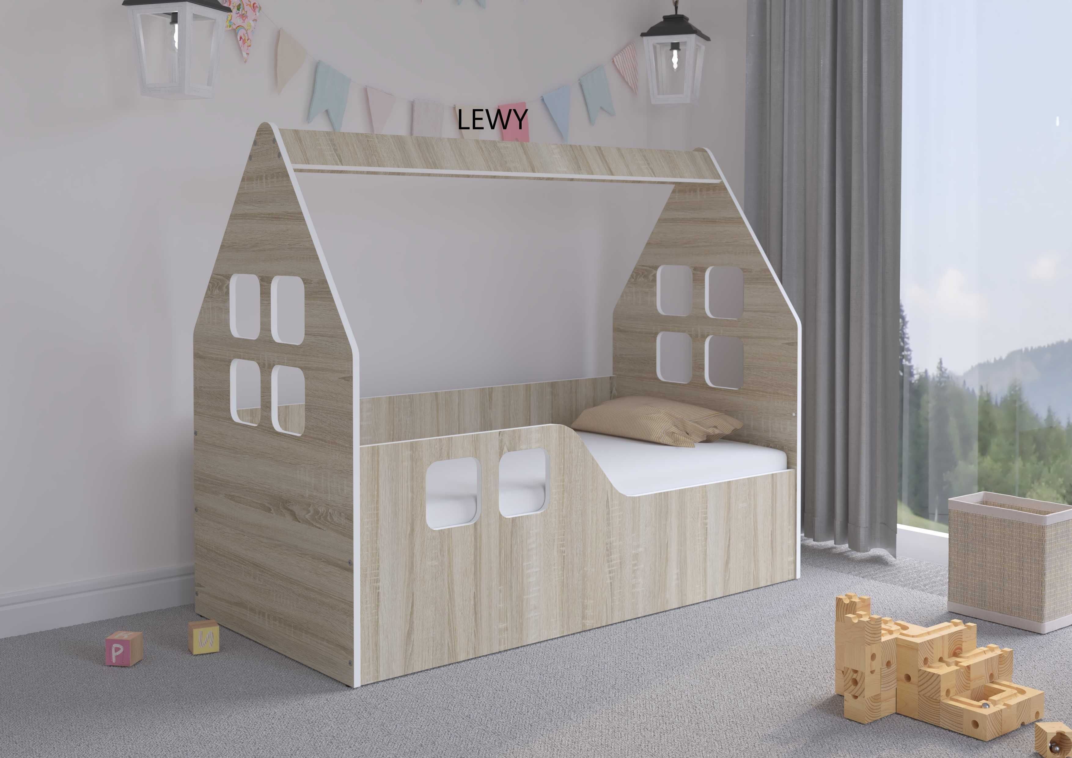 Łóżko dziecięce DOMEK SONOMA140x70 + materac + pokrowiec