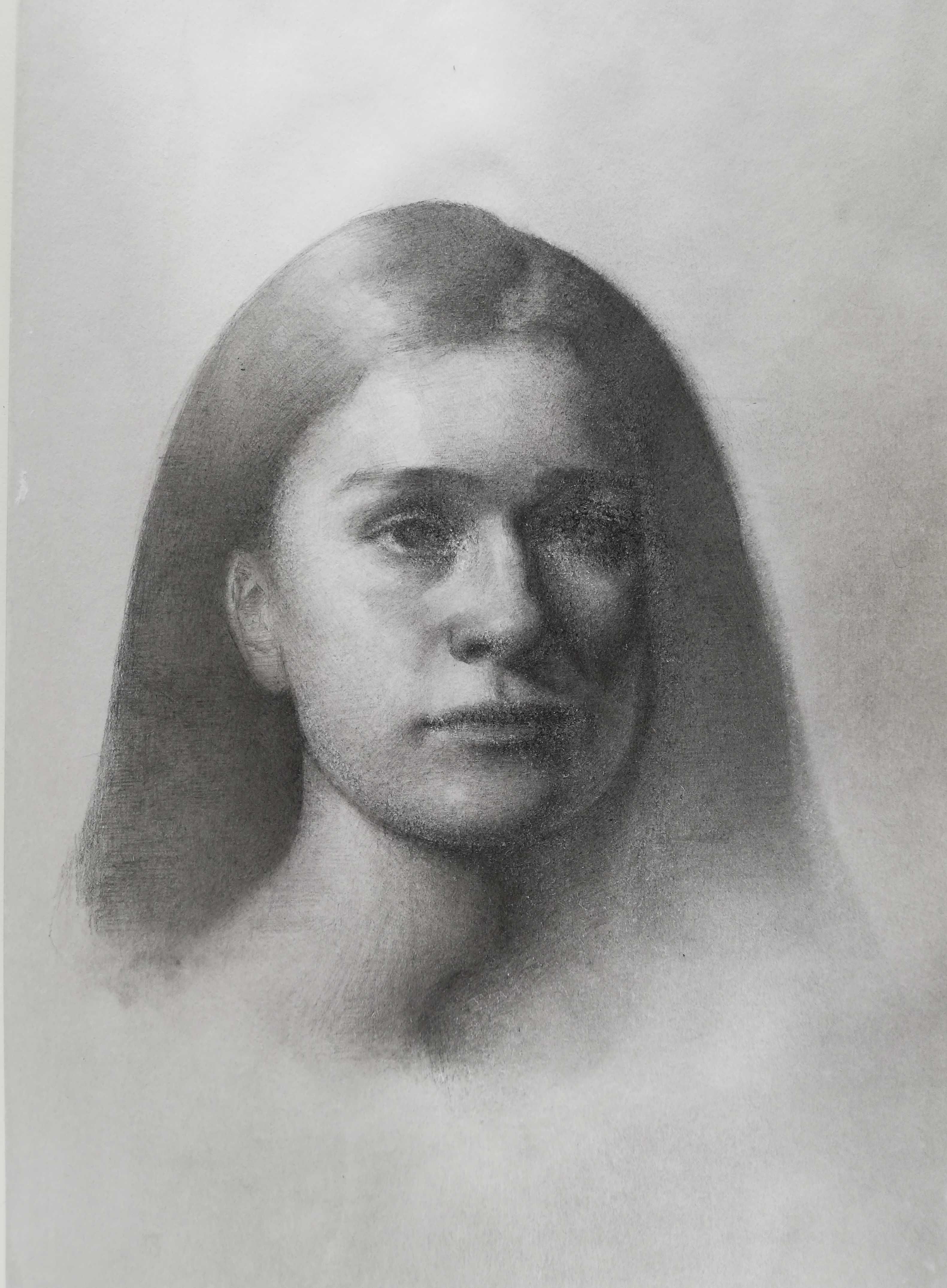 Olivia portret kobiety ołówek na barwionym papierze