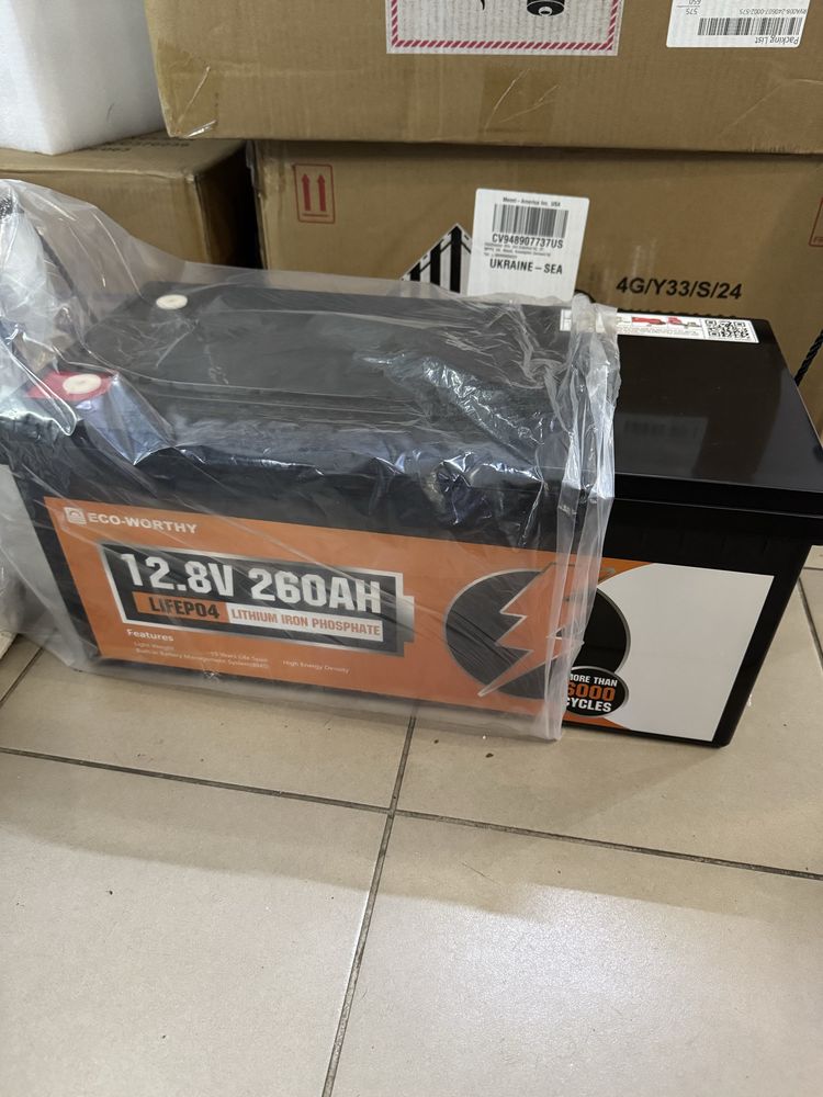 Акумулятор Батарея 12v 260ah Lifepo4 літіум залізо фосфат BMS 6000+ ц.