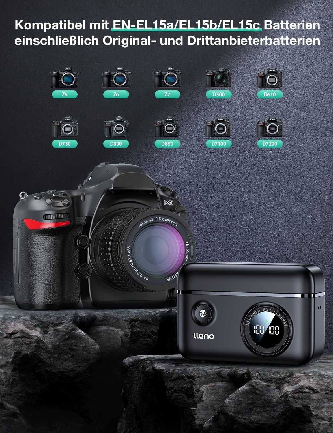Ładowarka + 2 akumulatory 2400mAh EN-EL15c/a/b do Nikon Zf Z5 Z8 D7500