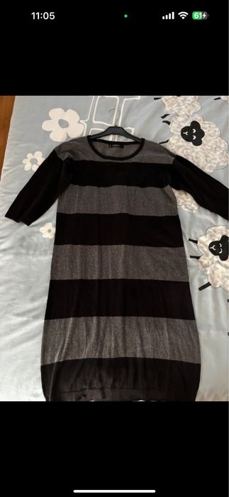 Vestido riscas 3/4 Mango