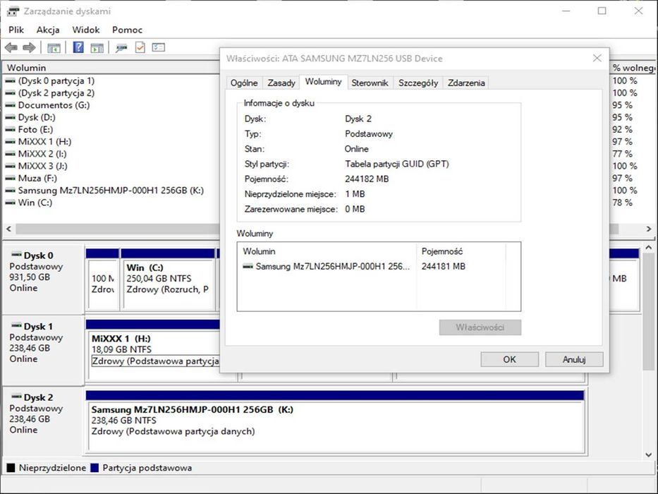 SSD 256GB Samsung Pm871A