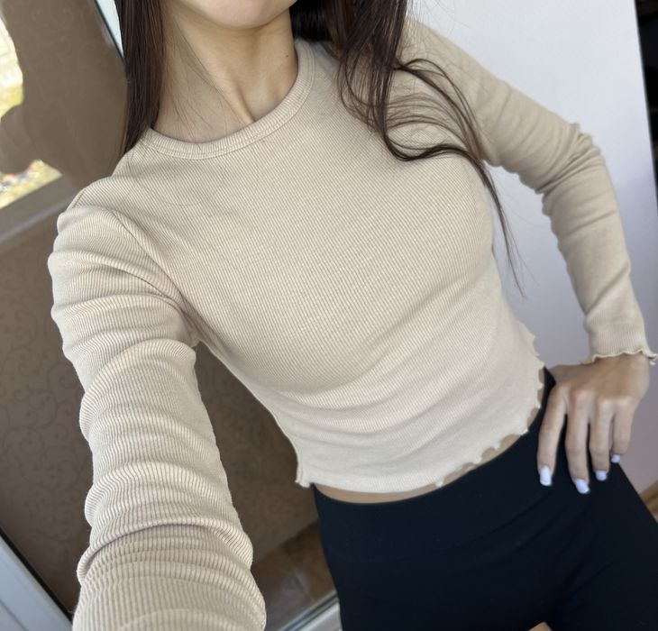 Кофта рубчик Zara S-ка, лонгслів, кроп-топ, кофтинка, светр