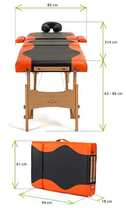 Stół, łóżko do masażu 4-segmentowe drewniane dwukolorowe