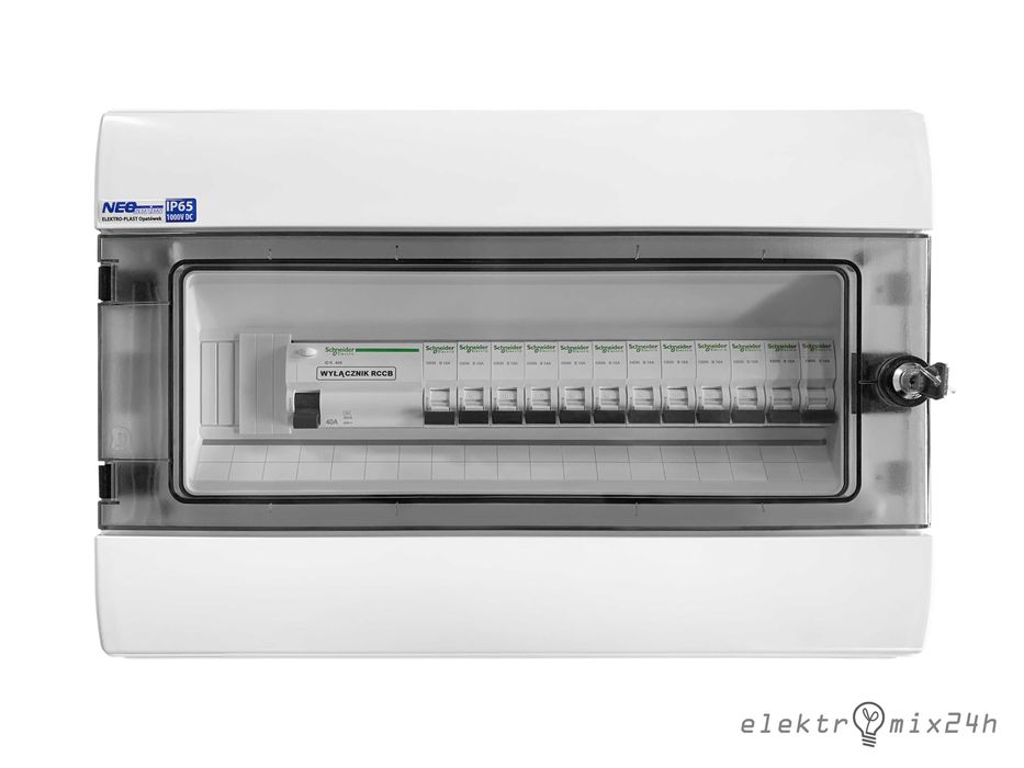 Rozdzielnica podtynkowa, hermetyczna IP65 na klucz, gotowa 18 modułów
