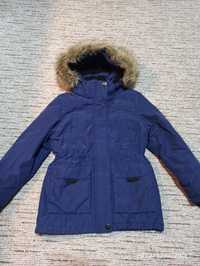 Zimowa granatowa kurtka parka dla dziewczynki 122 7lat Cubus bdb