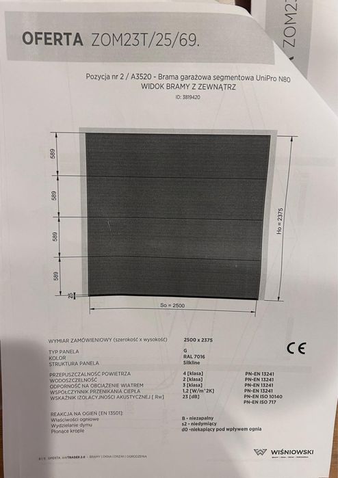 Brama Wiśniowski antracyt nowa napęd oryginalnie zapakowana
