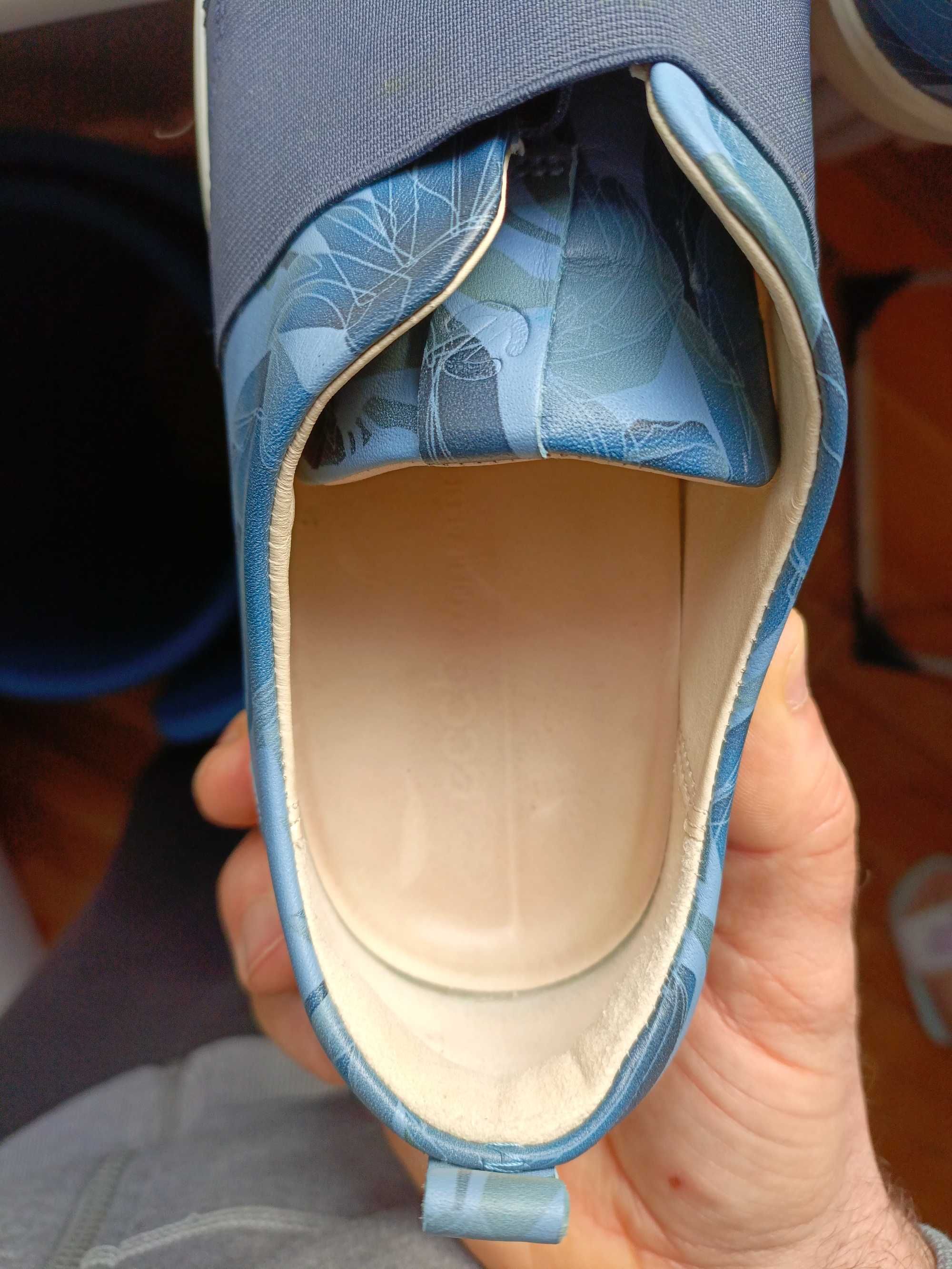 Ecco mokasyny 38r buty damskie skóra naturalna niebieskie idealny stan
