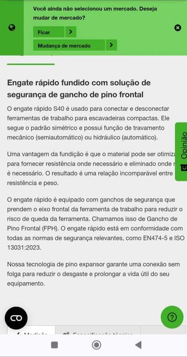 Engate hidráulico para giratória