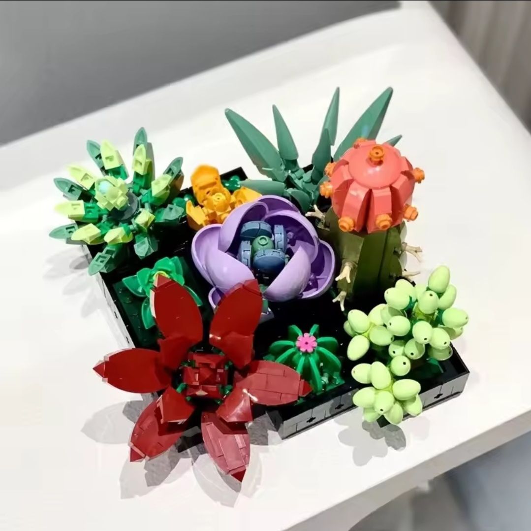 4 klocki Botanicals kwiaty orchidea bukiet polnych kwiatów sukulenty