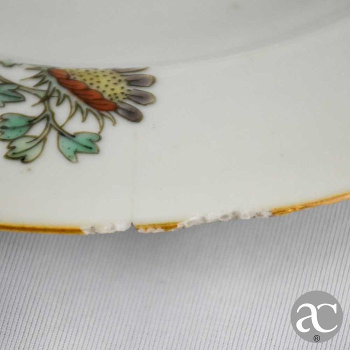 Prato porcelana China período Yongzheng séc. XVIII, flores e inseto n3