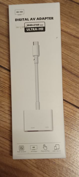 Adapter 4K USB C na HDMI kabel i ładowanie, ekran synchronizacji