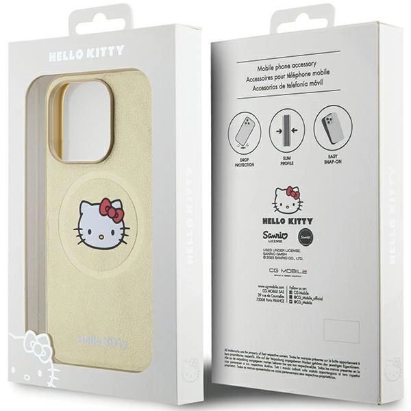 Etui Hello Kitty Leather Kitty Head Magsafe Na Iphone 14 Pro - Złote