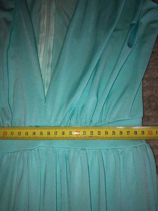 Miętowa długa sukienka 34/36 wieczorowa