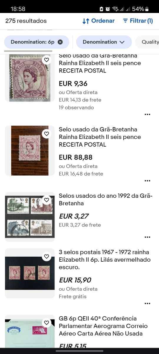 Selos usados da Gra-Bretanha Rainha Elizabete II