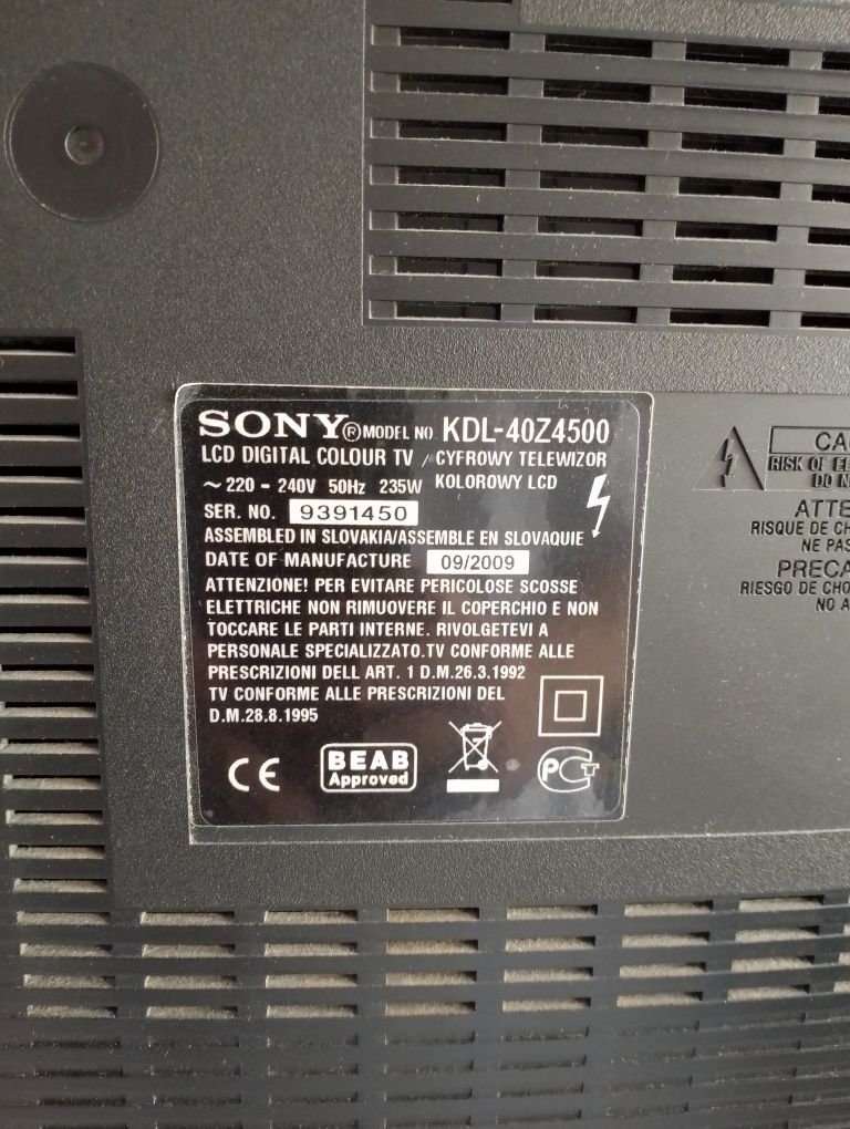 Telewizor Sony Bravia KDL40Z4500 rozmiar 40 cali