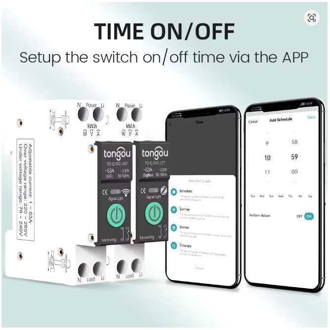 TUYA WiFi розумний автоматичний вимикач 1-63A