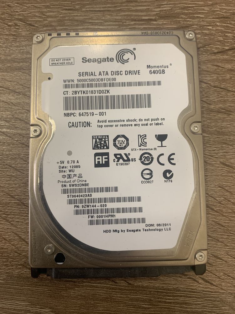 Жорсткий диск до ноутбука Seagate 640gb