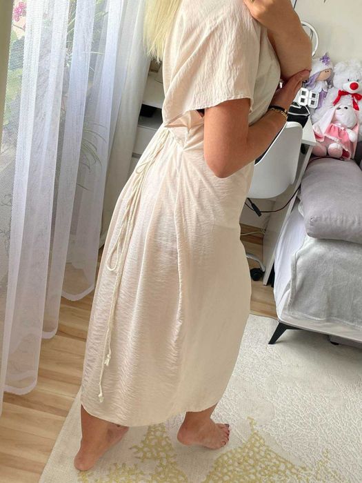 Damska koszulowa sukienka H&M rozpinana narzutka luzna midi XS uniwers