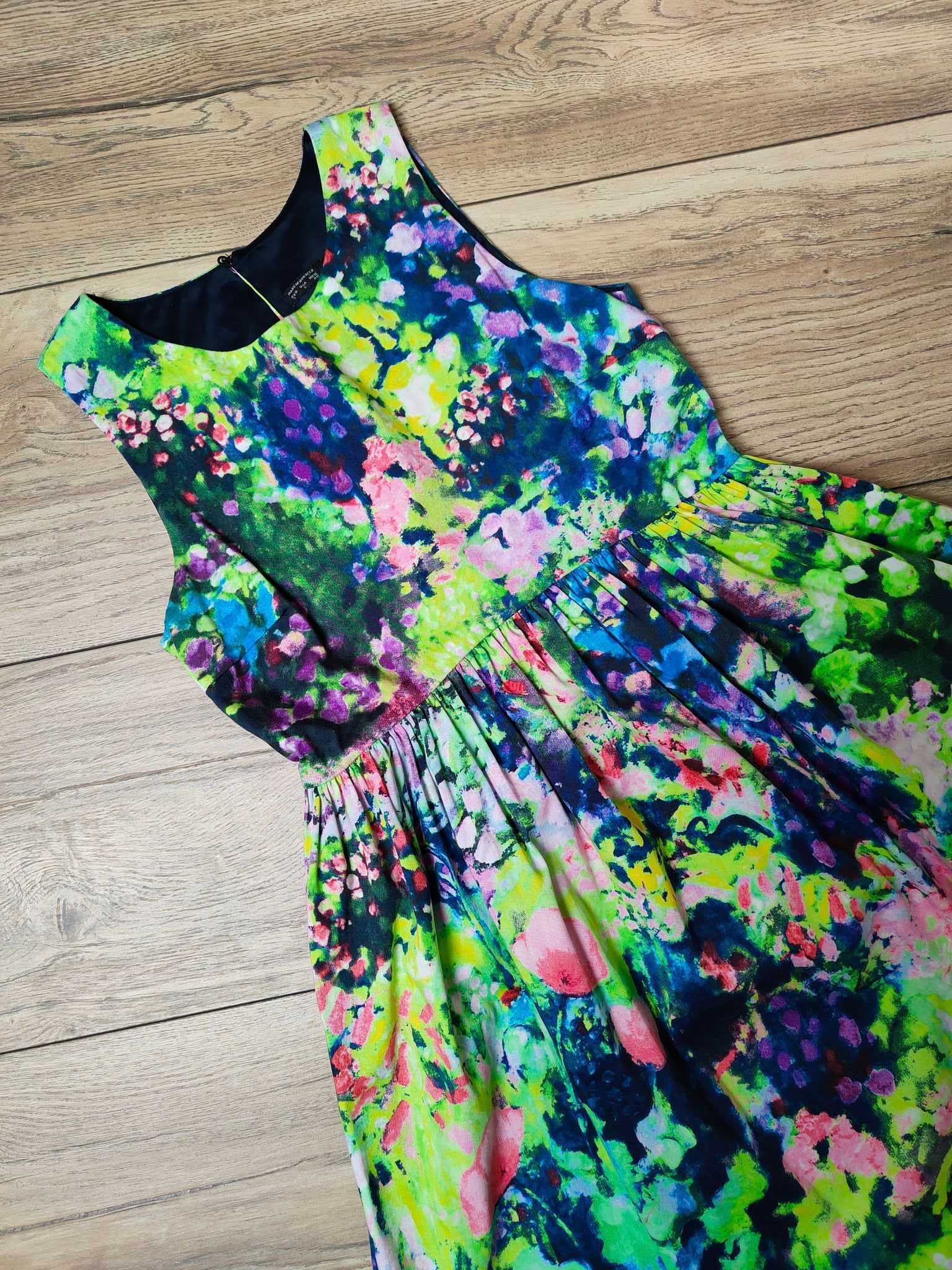 Zara Sukienka w kwiaty Floral S Unikat wesele