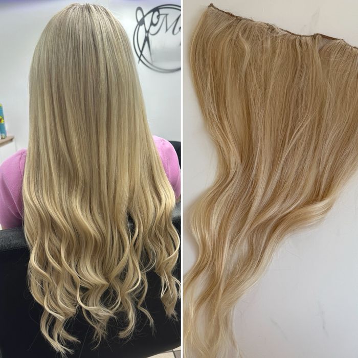 Włosy na taśmie clip in ze spinkami jasny blond