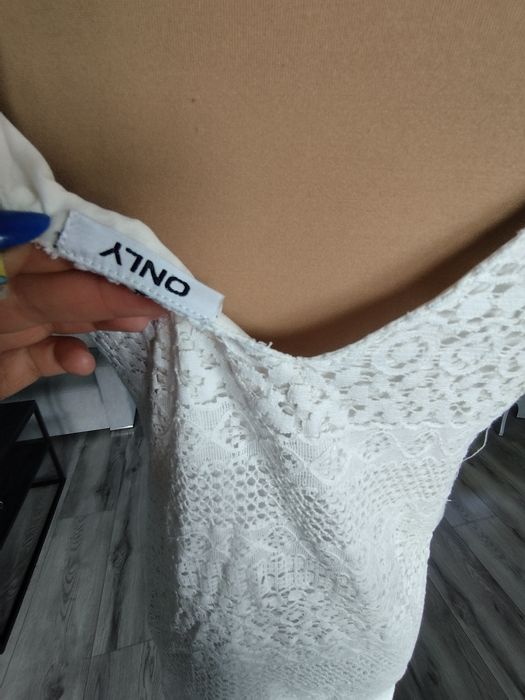 R.L only śmietankowa biała kremowa sukienka koronka wesele komunia chr