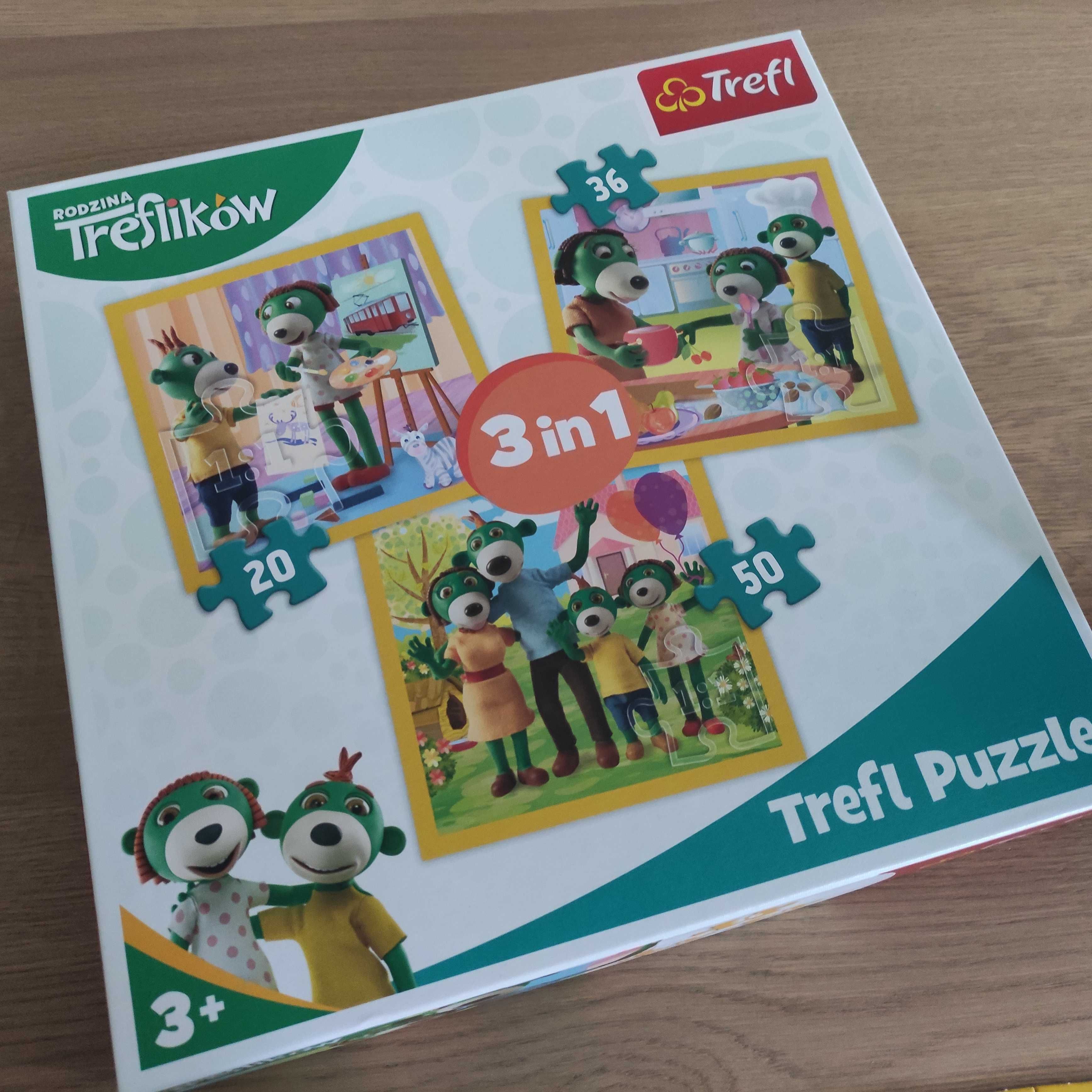 Zestaw puzzli Trefl 3w1 - Rodzina Treflików - 3+ - 20, 36 i 50 el