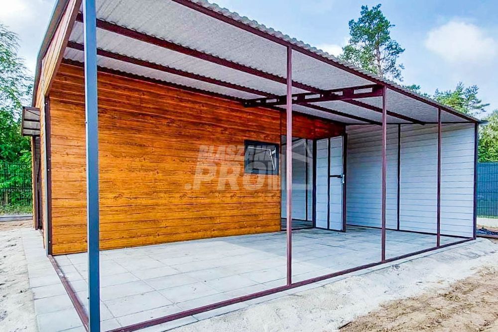Garaż Blaszany 4x6m Wiata 4x6m Brama Uchylna Okno  Dwuspadowy GP431