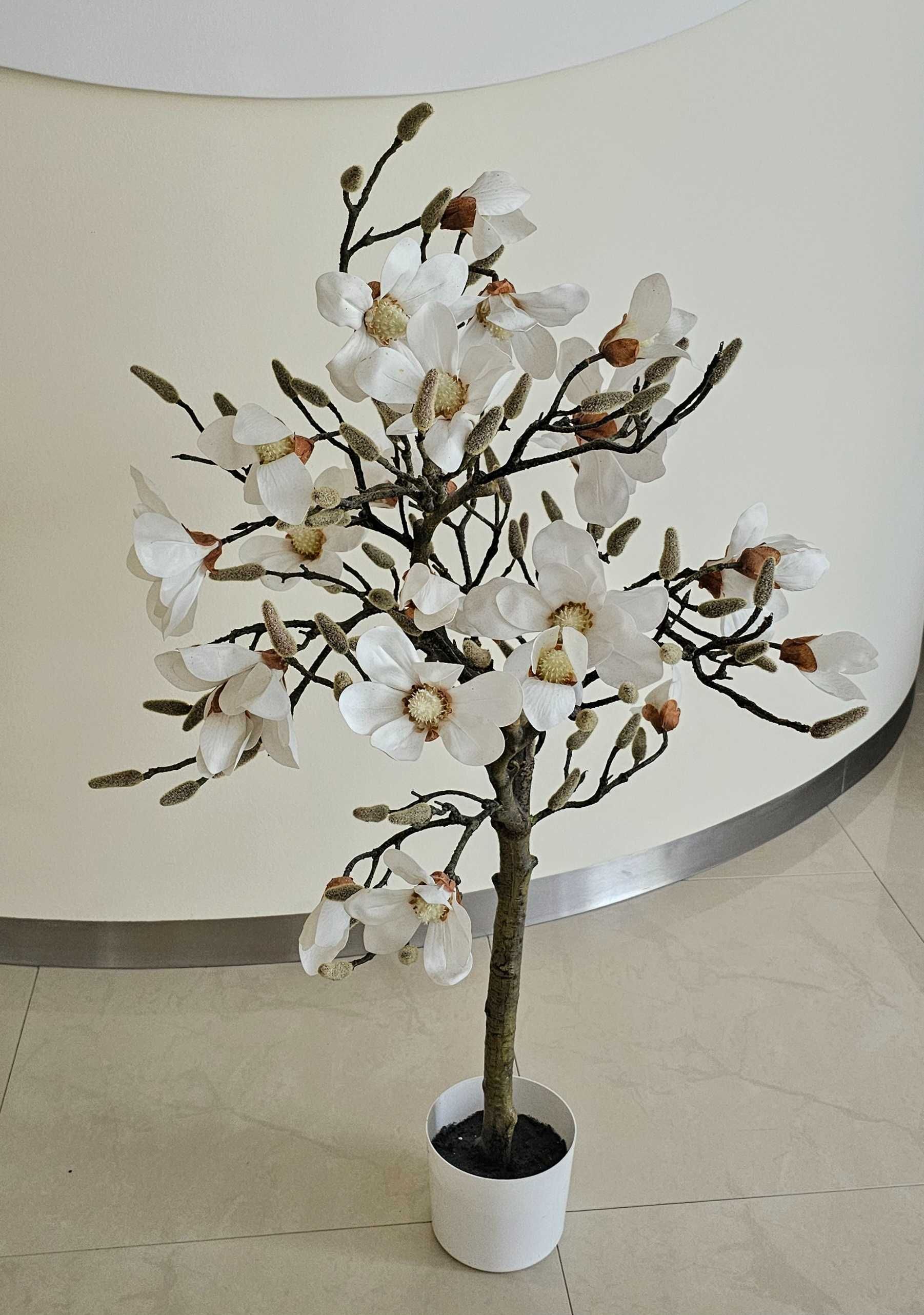 Drzewko Magnolia duże 110 cm białe stuczne