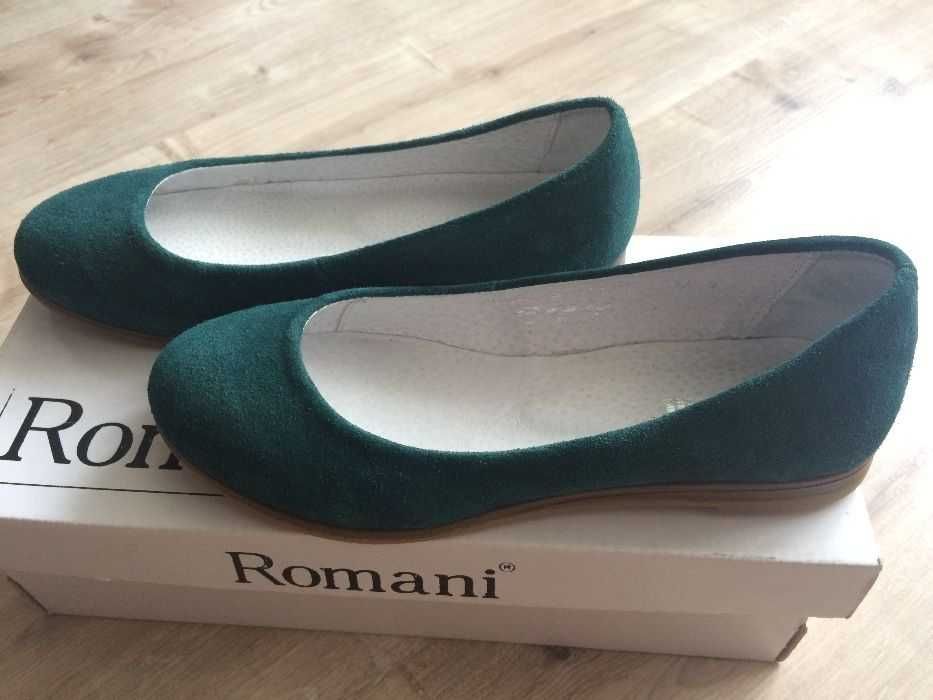 Замшевые туфли балетки зеленого цвета TM Romani Украина р. 36