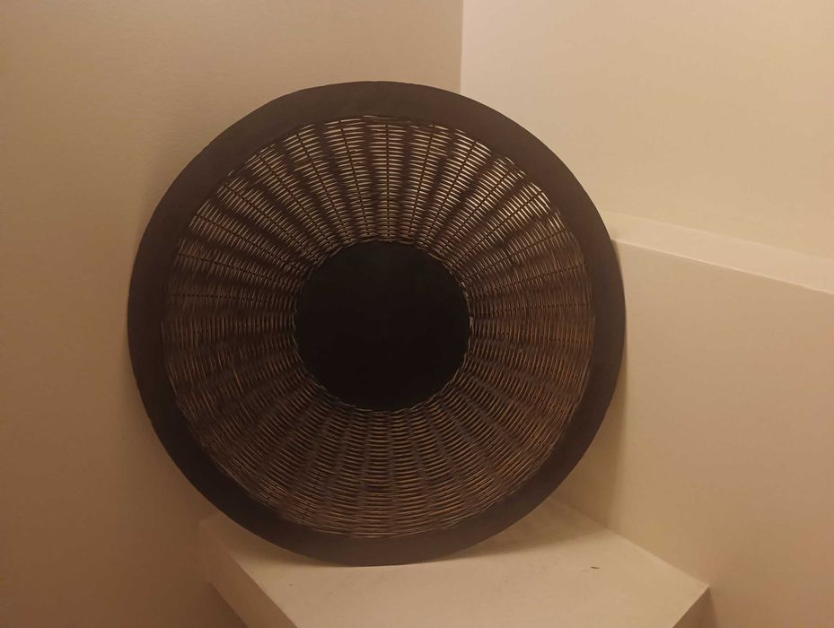 Cesta/Fruteira em vime e "chapa", centro de mesa 63 cm diâmetro