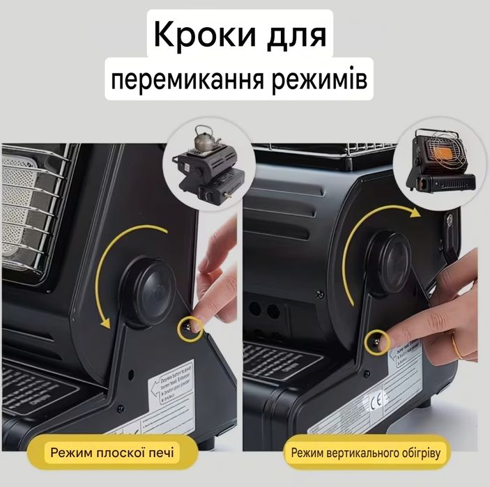 Портативний газовый обігрівач 2 в 1.